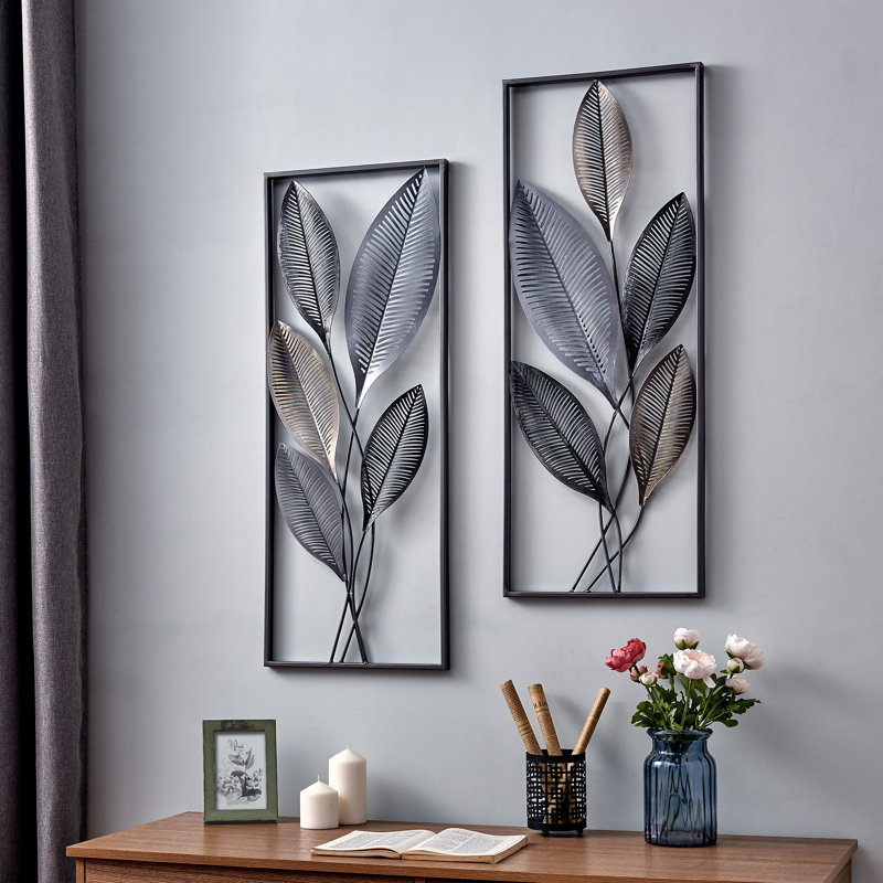 Winston Porter 2 Piece Metallic Leaves Wall Décor Set & Reviews Wayfair